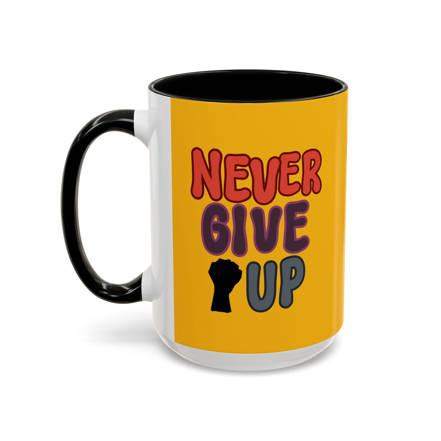 Never Give Up Accent Coffee Mug (11, 15oz)