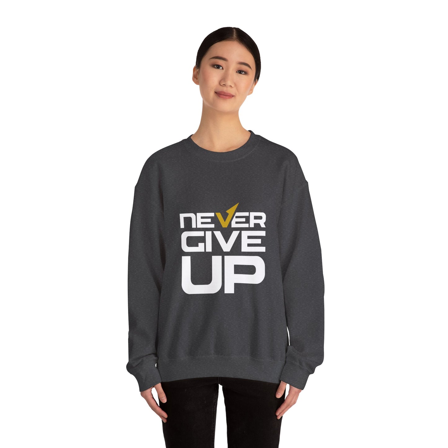 Never Give Up Unisex Heavy Blend™ Crewneck Sweatshirt