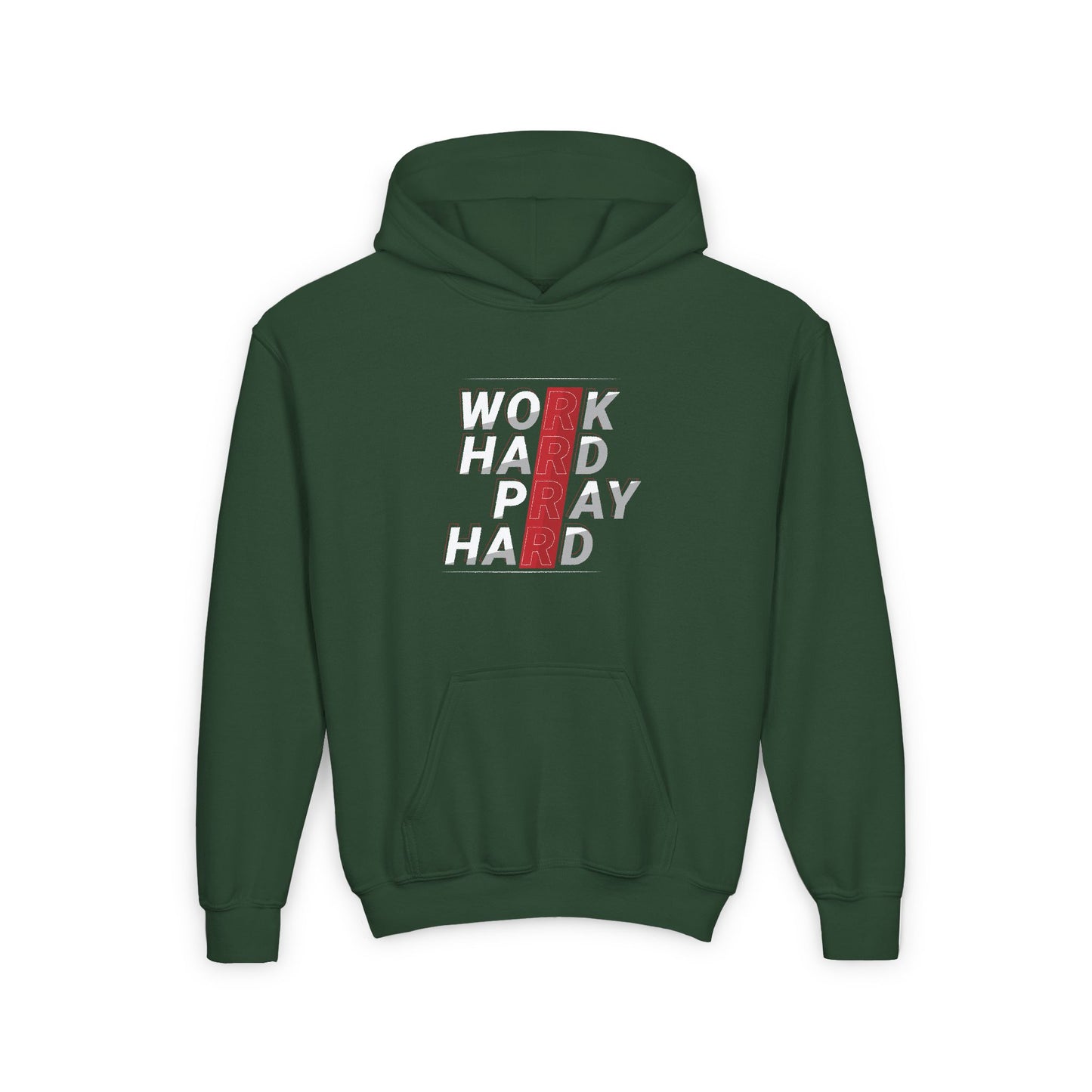 Work Hard Pray Hard Youth Heavy Blend Hooded Sweatshirt