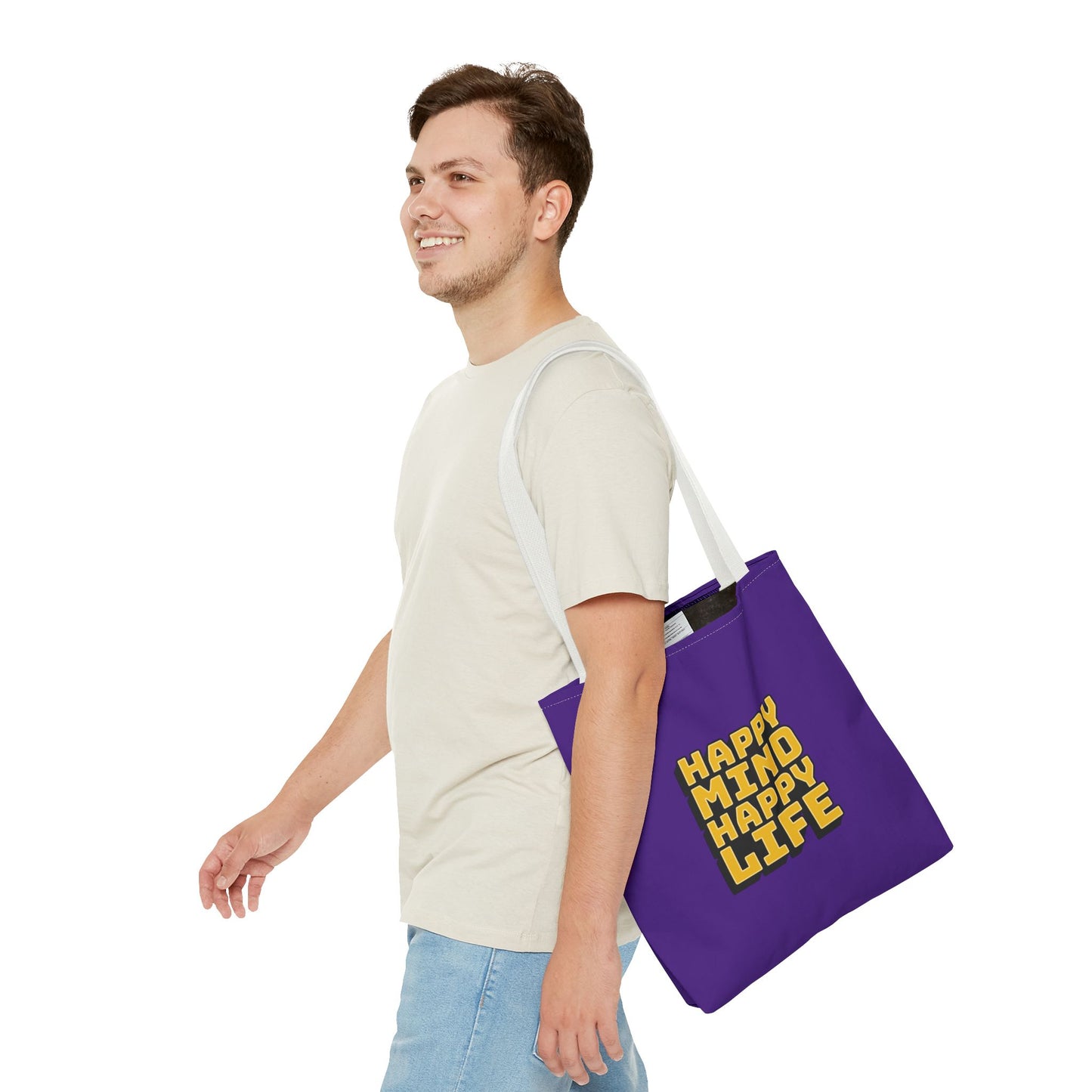 Happy Mind Happy Life Tote Bag (AOP)