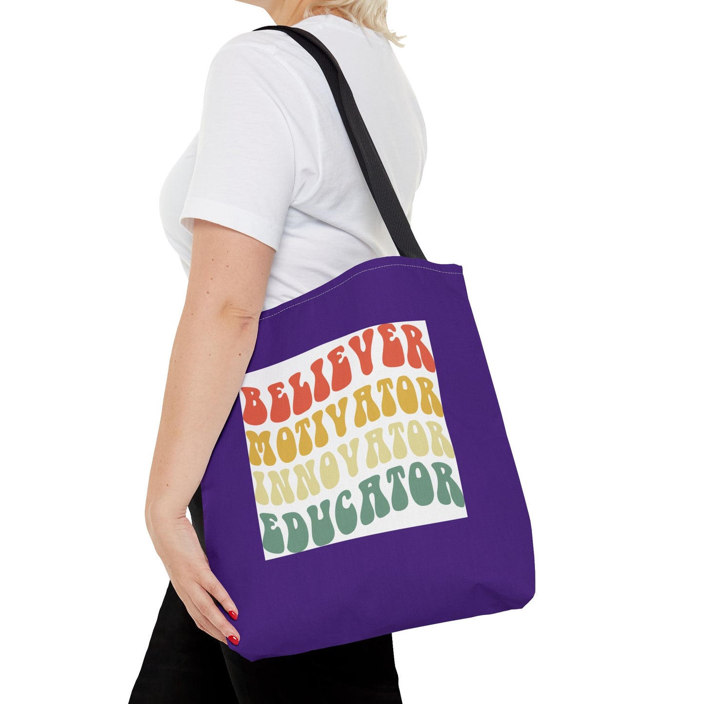 Believer Motivator Innovator Educator Tote Bag (AOP)