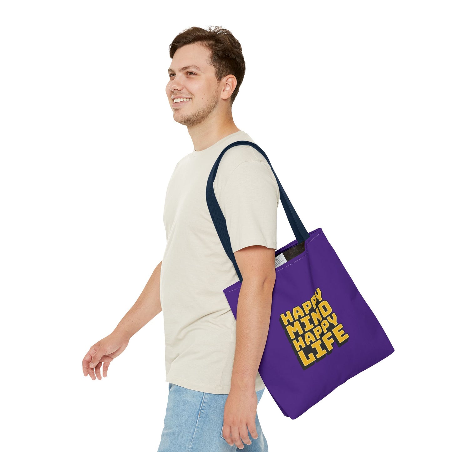 Happy Mind Happy Life Tote Bag (AOP)