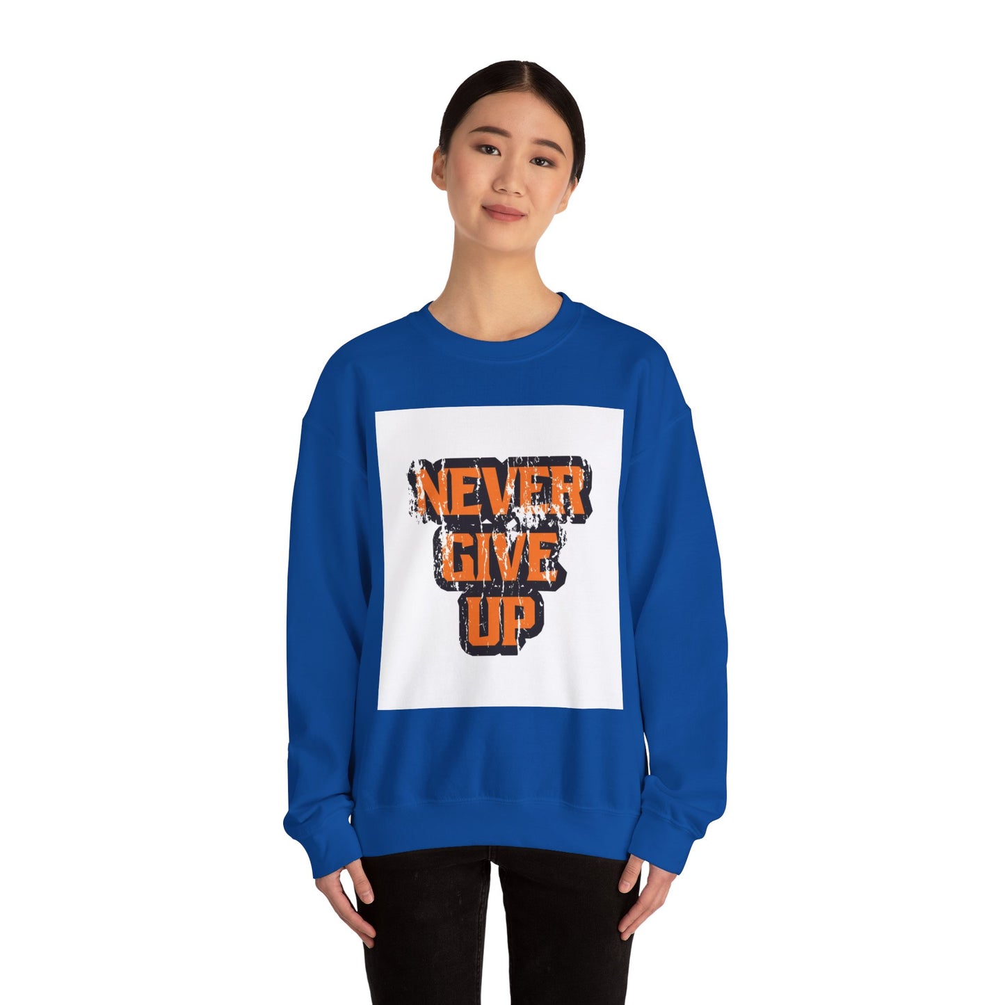 Never Give Up Unisex Heavy Blend™ Crewneck Sweatshirt