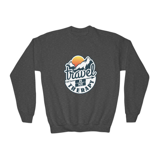 Travel Is My Therapy Youth Crewneck Sweatshirt