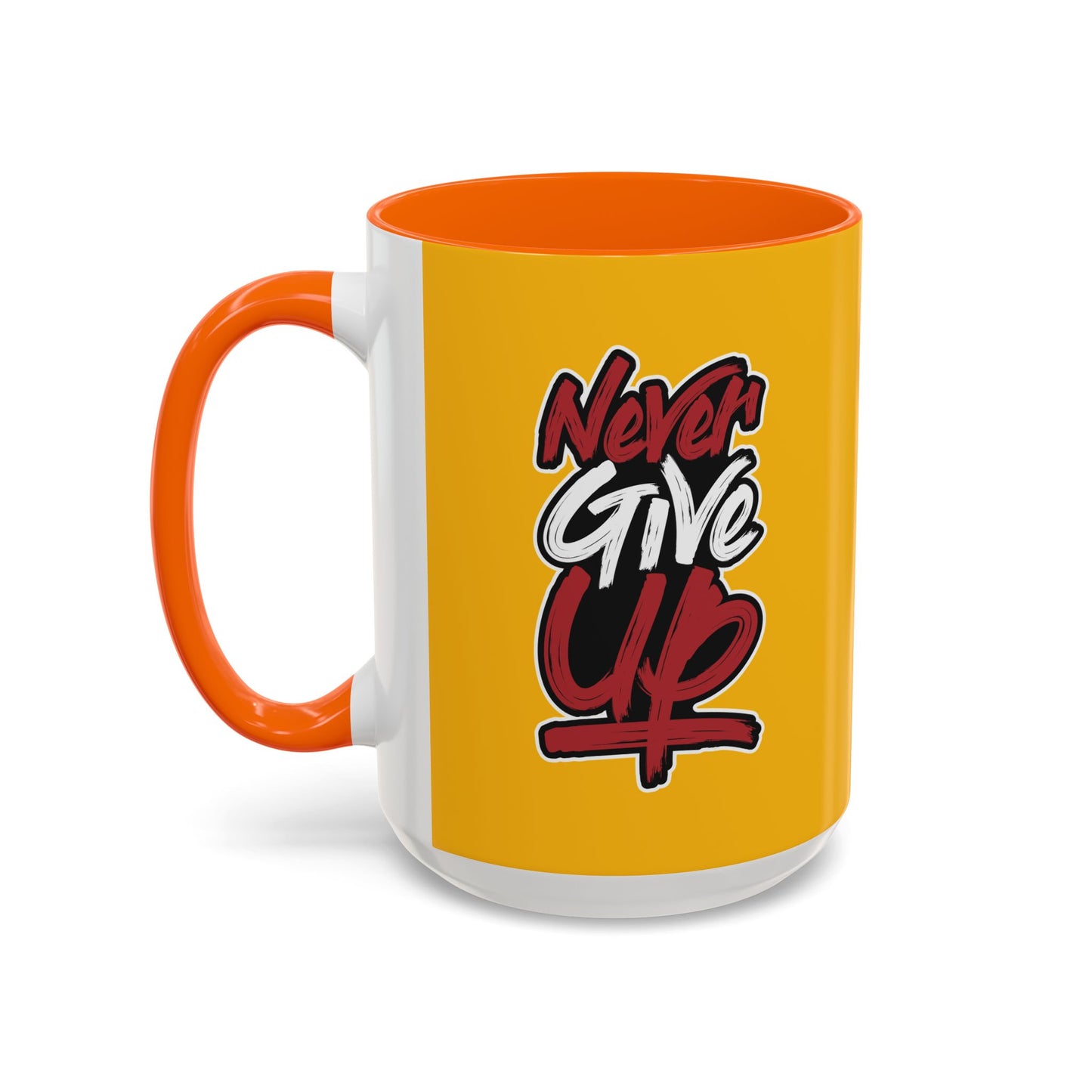 Never Give Up Accent Coffee Mug (11, 15oz)