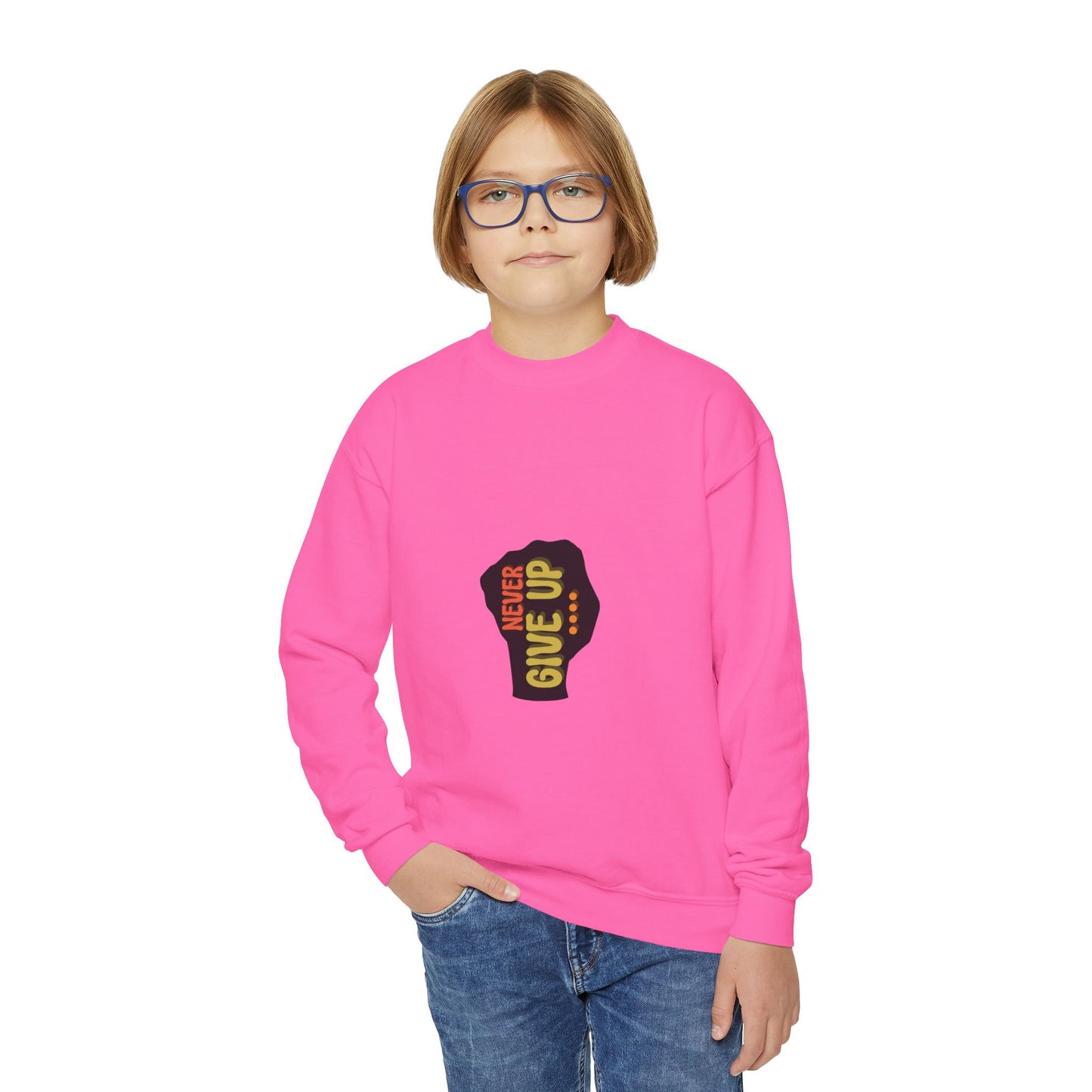 Never Give Up Youth Crewneck Sweatshirt