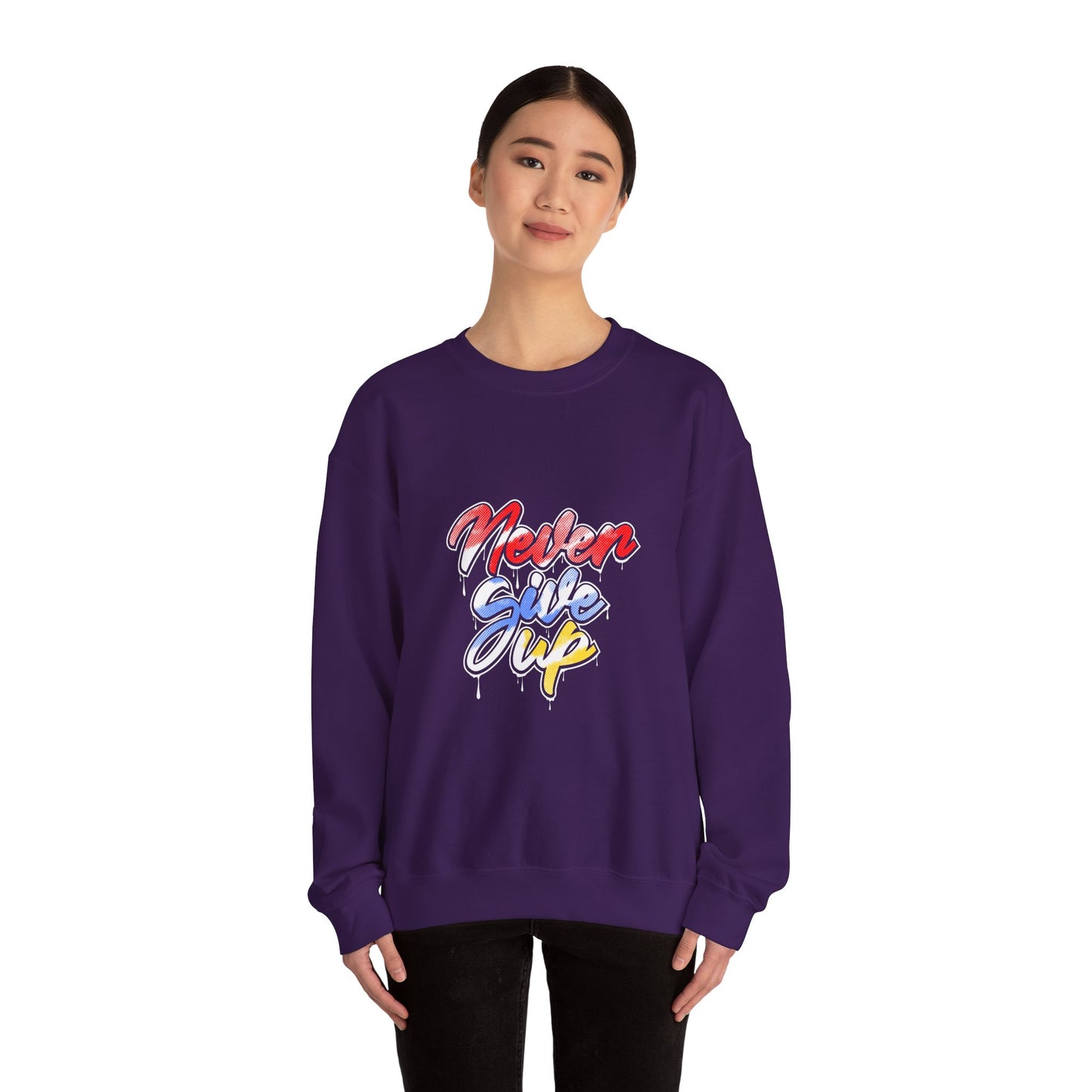 Never Give Up Unisex Heavy Blend™ Crewneck Sweatshirt