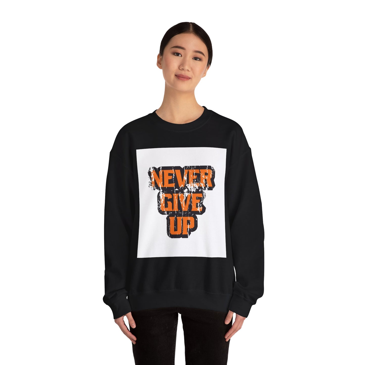 Never Give Up Unisex Heavy Blend™ Crewneck Sweatshirt