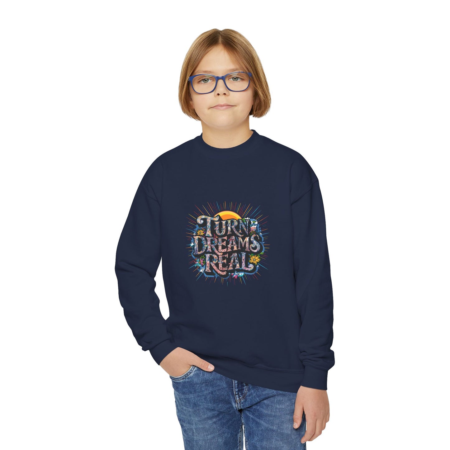 Turns Dreams Real Youth Crewneck Sweatshirt
