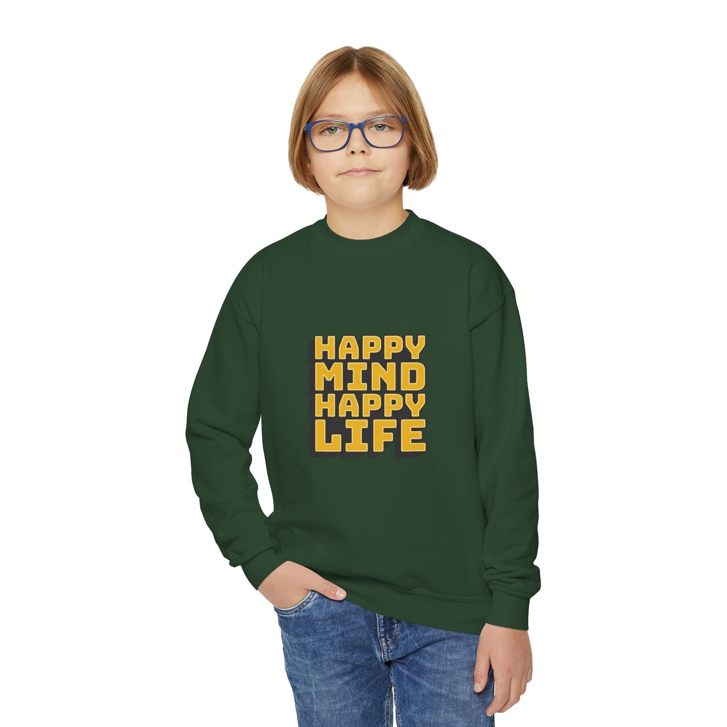 Happy Mind Happy Life Youth Crewneck Sweatshirt
