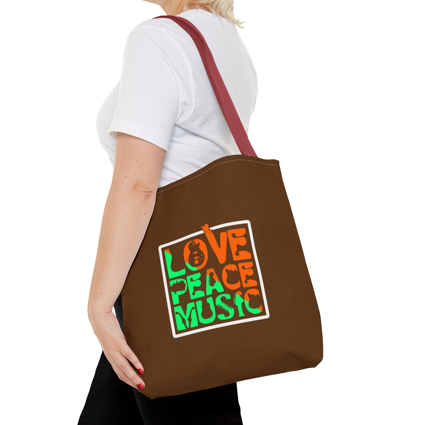 Love Peace Music Tote Bag (AOP)