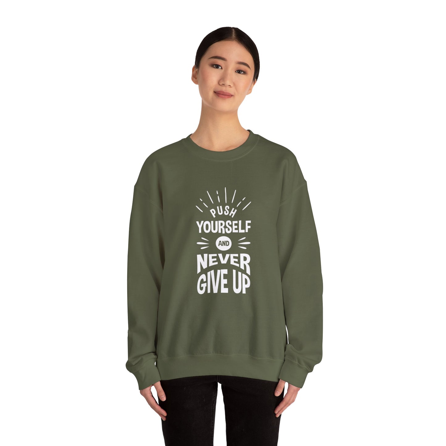 Push Yourself And Never Give Up Unisex Heavy Blend™ Crewneck Sweatshirt
