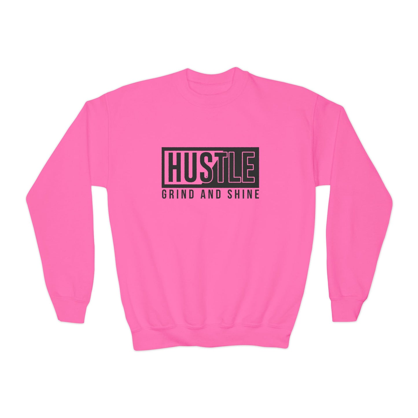Hustle Grind And Shine Youth Crewneck Sweatshirt