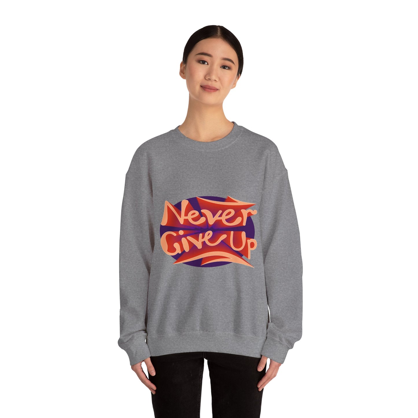 Never Give Up Unisex Heavy Blend™ Crewneck Sweatshirt