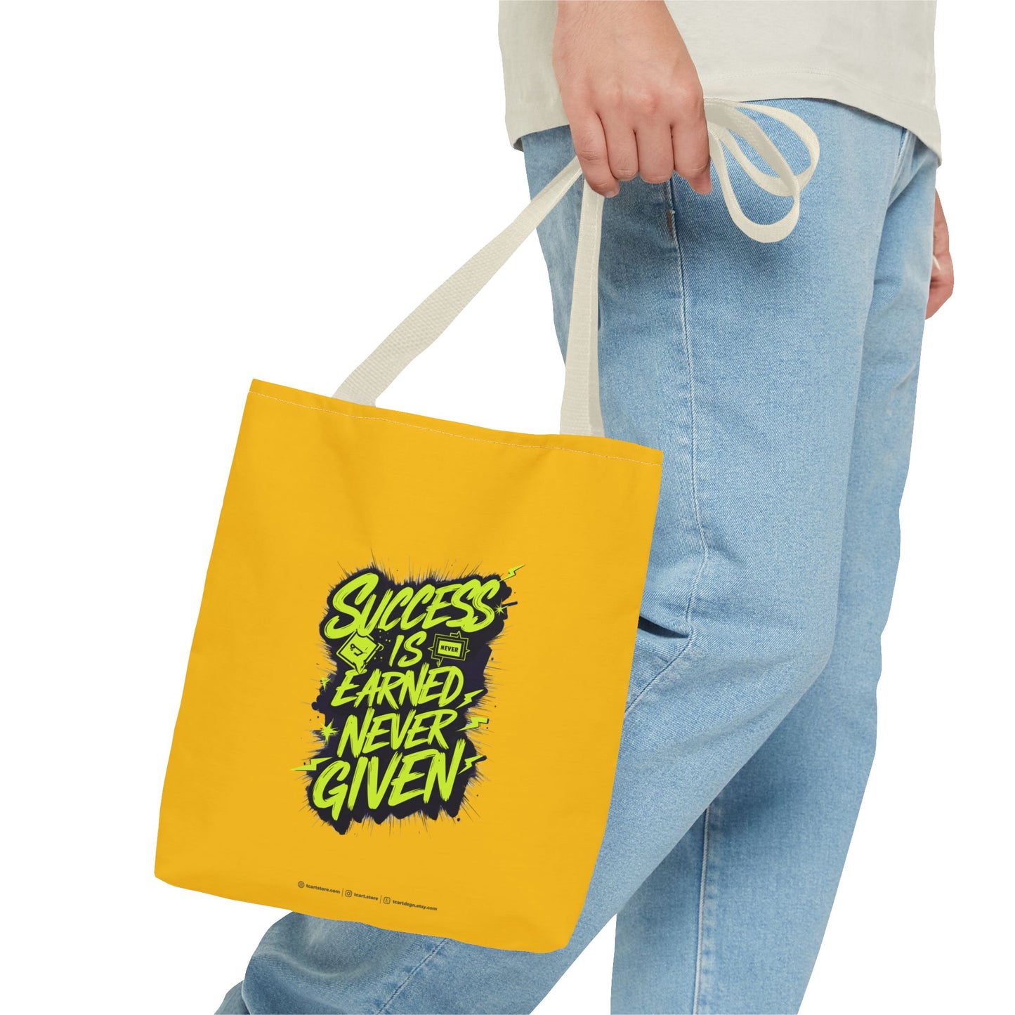 Success Is Never Earned Never Given Tote Bag (AOP)