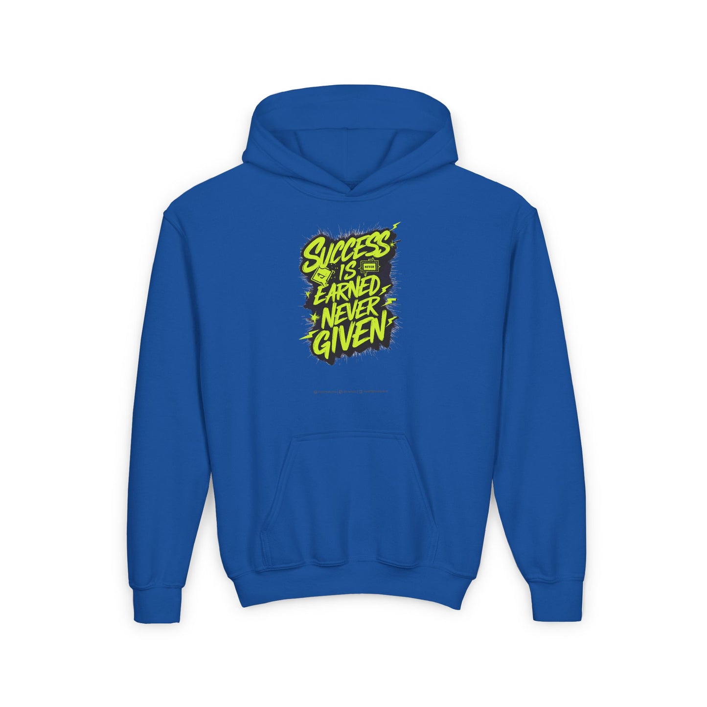 Success Is Never Earned Never Given Youth Heavy Blend Hooded Sweatshirt