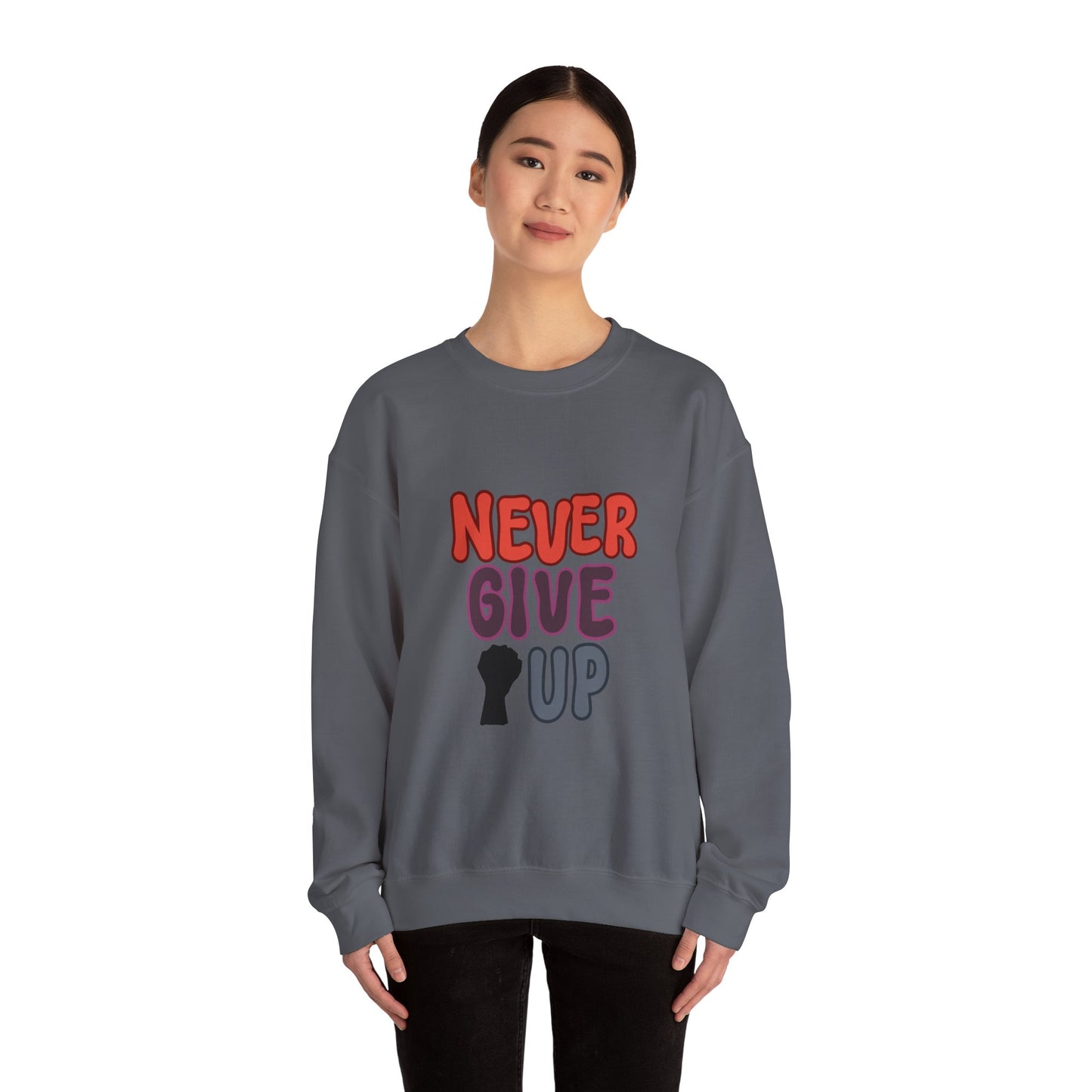 Never Give Up Unisex Heavy Blend™ Crewneck Sweatshirt