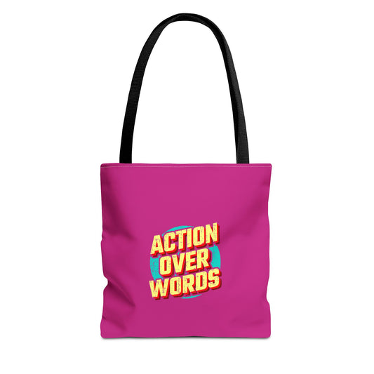 Action Over Words Tote Bag (AOP)