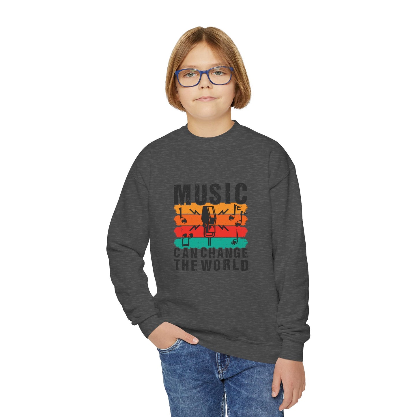 Music Can Change The World Youth Crewneck Sweatshirt