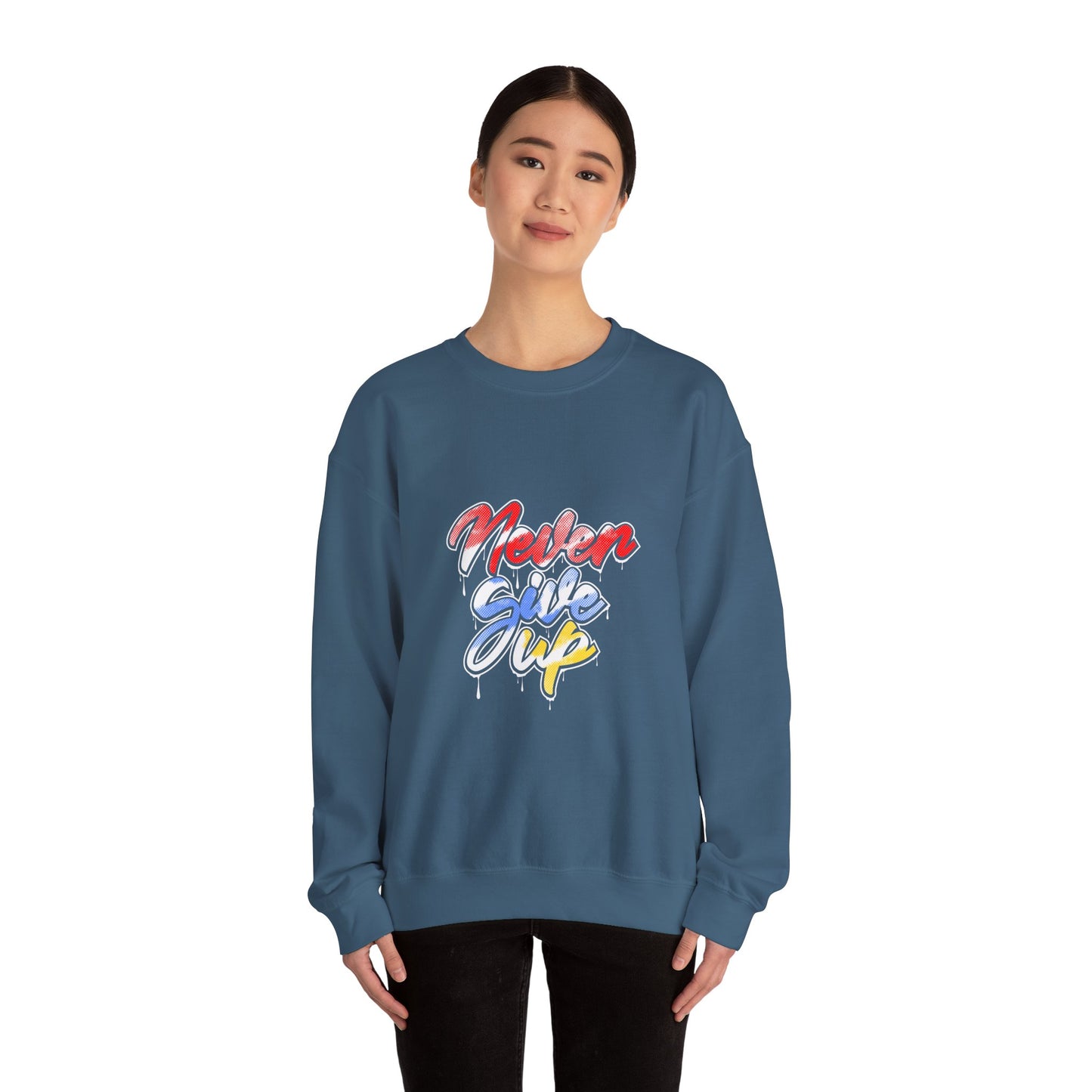 Never Give Up Unisex Heavy Blend™ Crewneck Sweatshirt