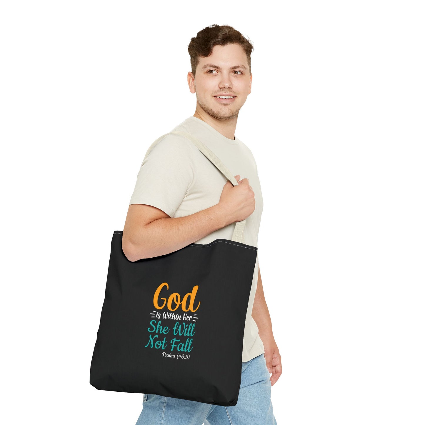 God Is Within Her She Will Not Fall Tote Bag (AOP)