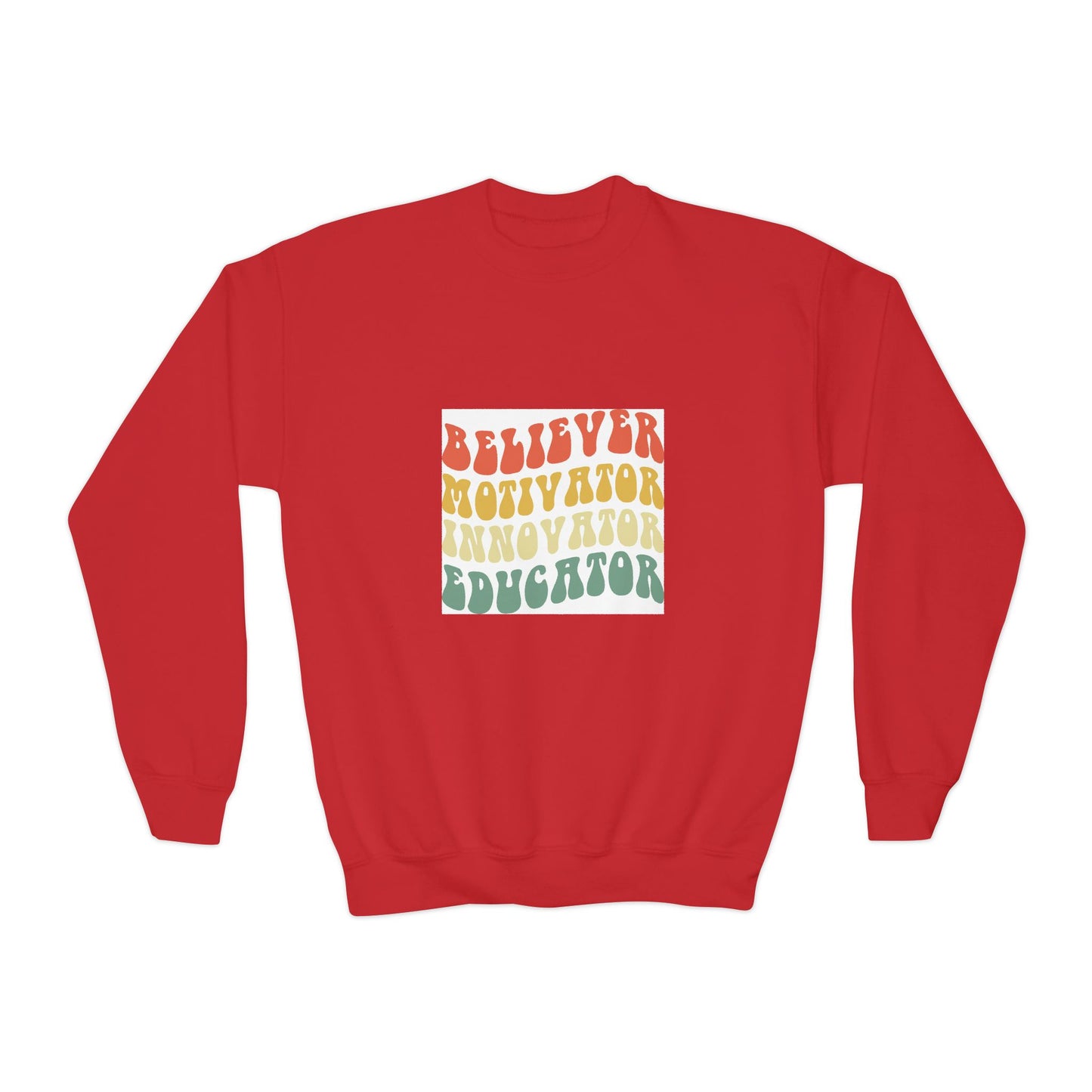 Believer Motivator Innovator Educator Youth Crewneck Sweatshirt