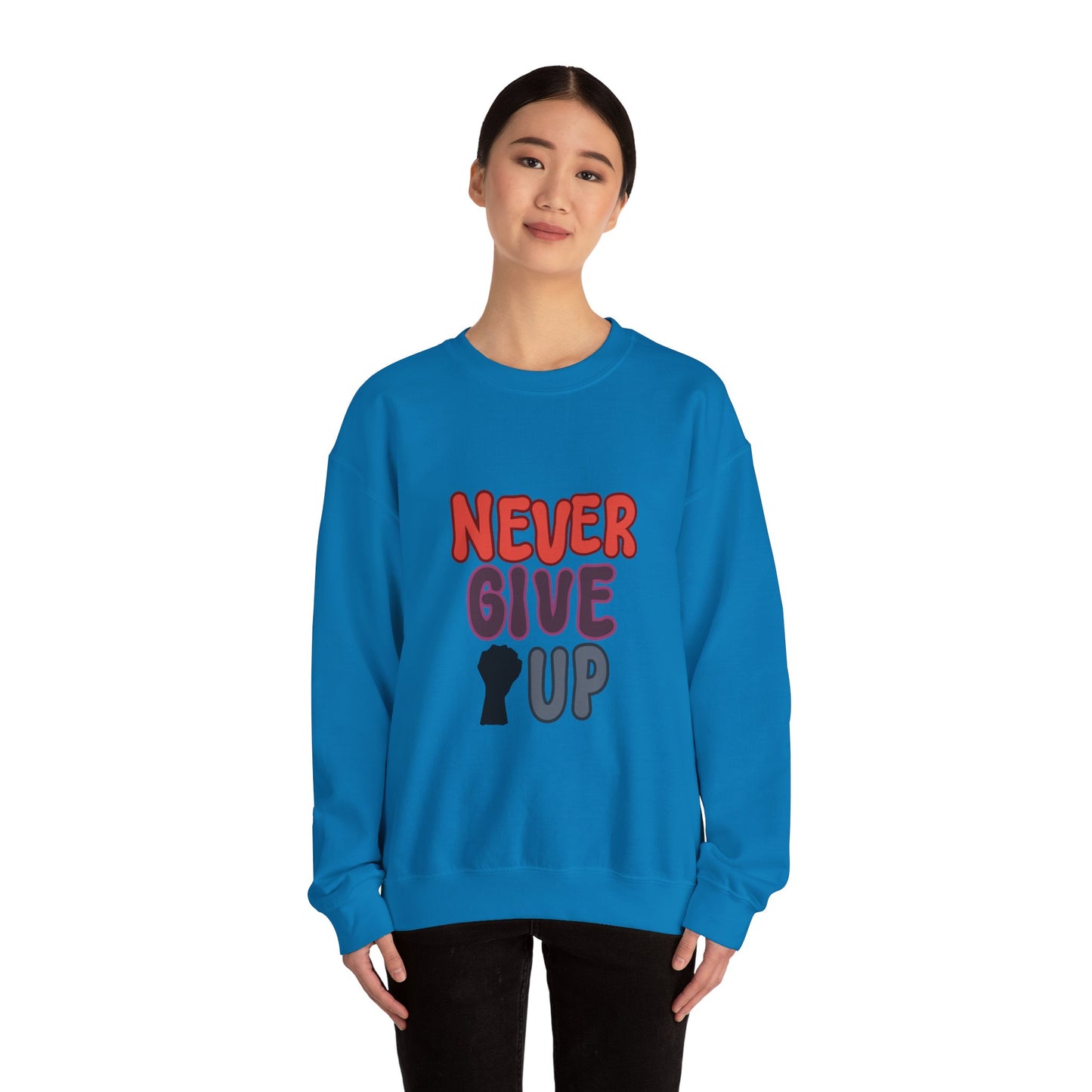 Never Give Up Unisex Heavy Blend™ Crewneck Sweatshirt