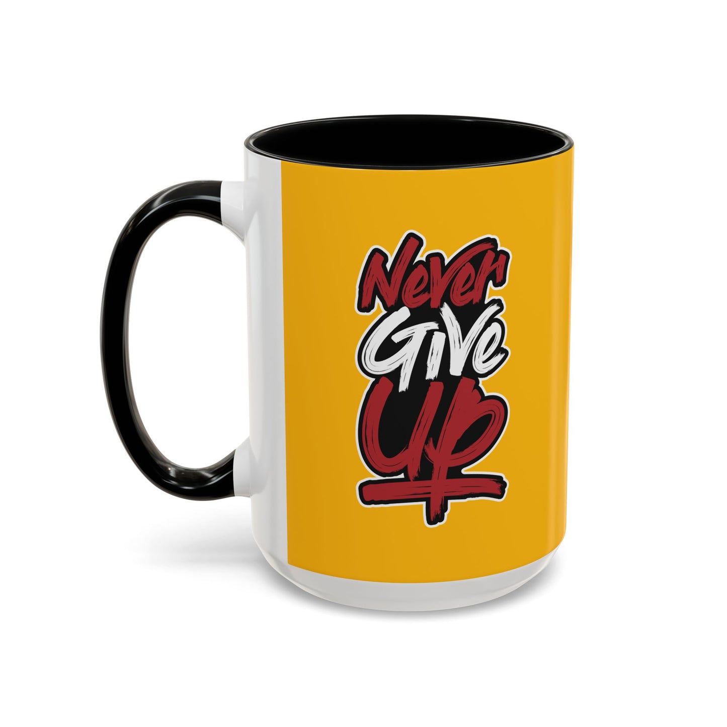 Never Give Up Accent Coffee Mug (11, 15oz)
