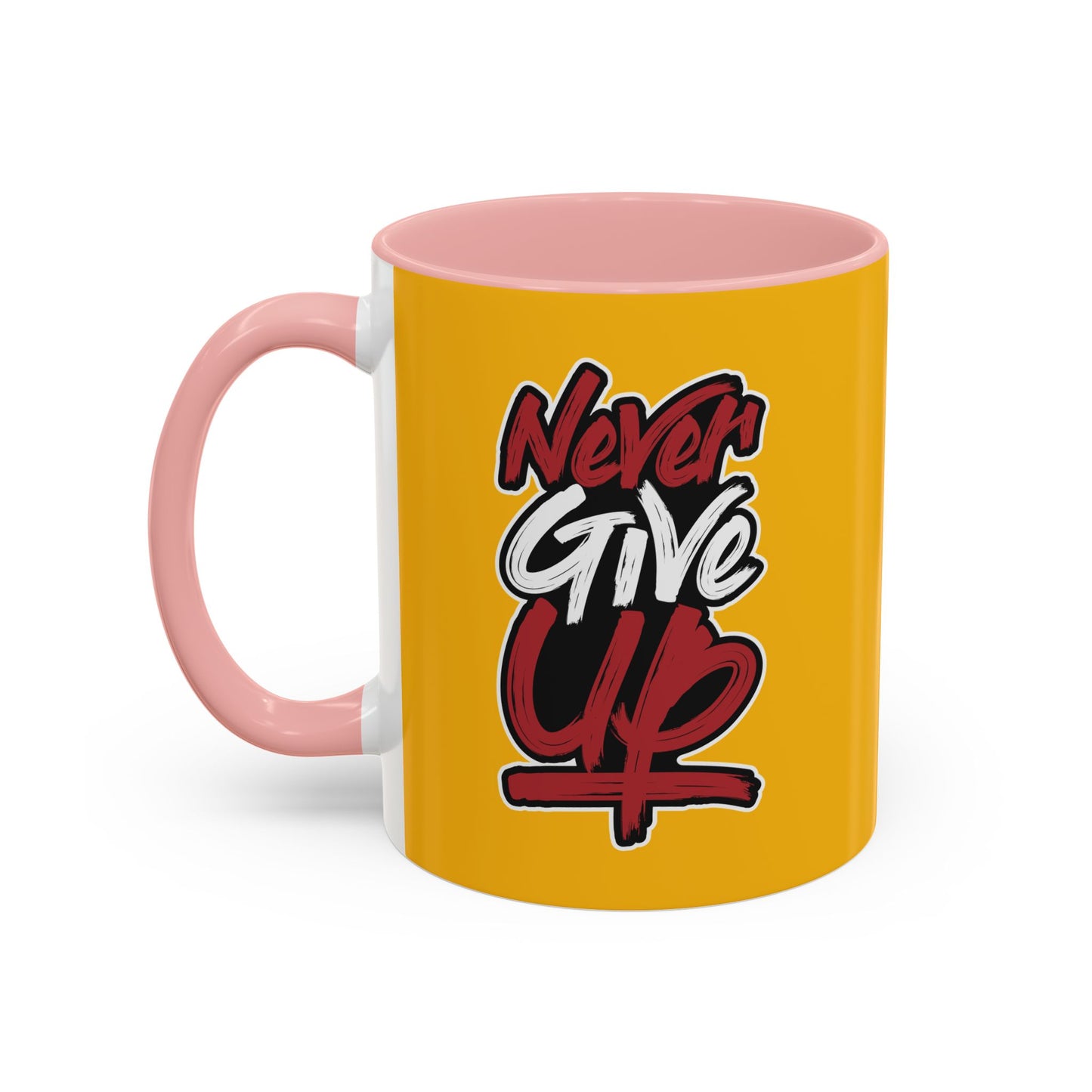 Never Give Up Accent Coffee Mug (11, 15oz)