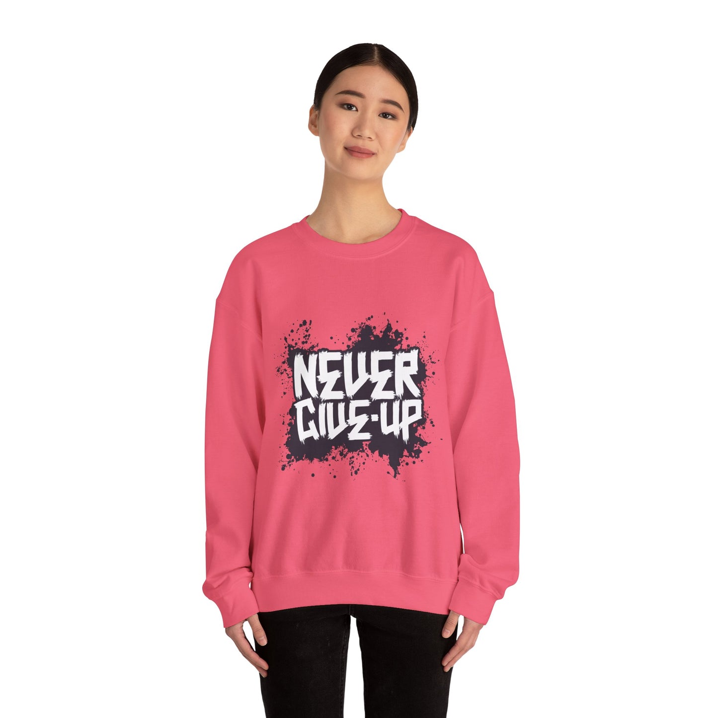 Never Give Up Unisex Heavy Blend™ Crewneck Sweatshirt