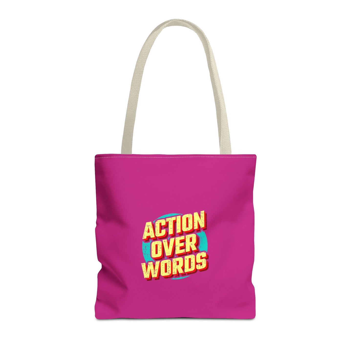 Action Over Words Tote Bag (AOP)