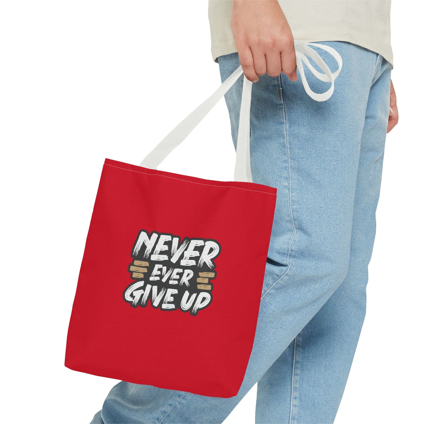 Never Ever Give Up Tote Bag (AOP)