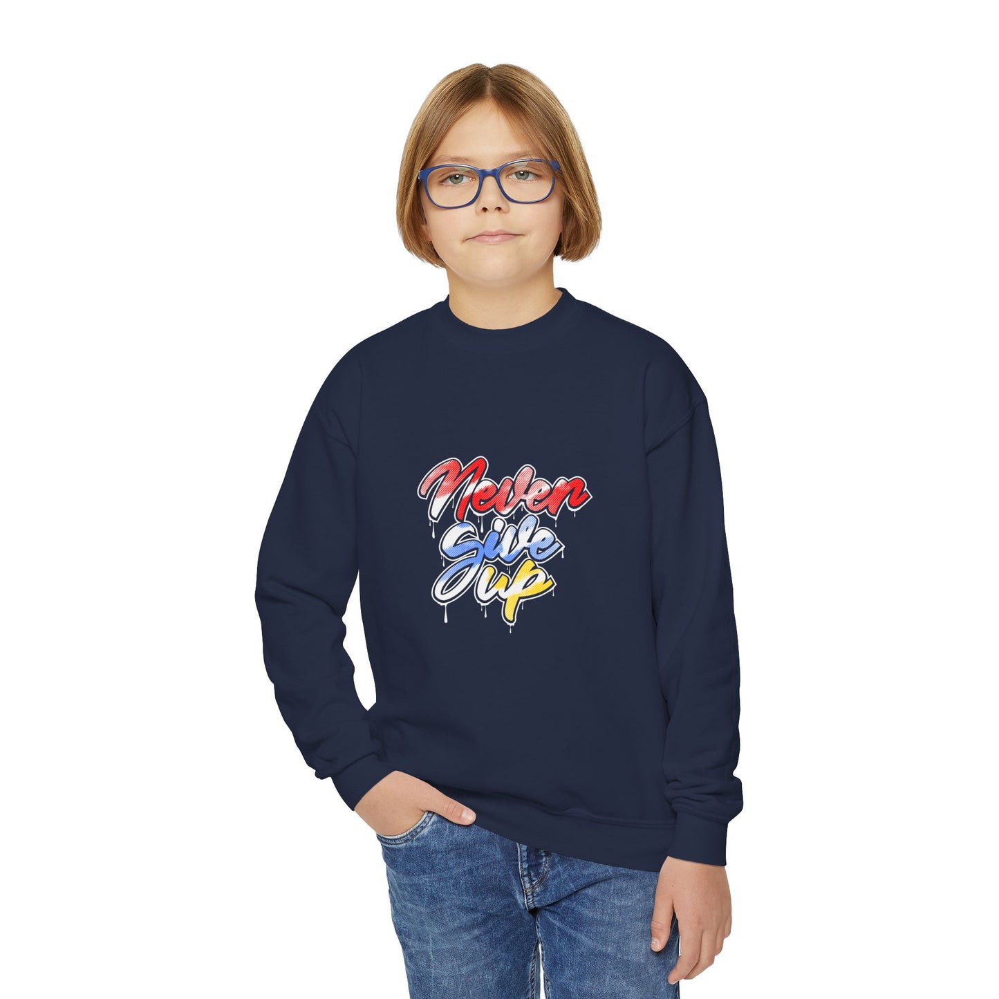 Never Give Up Youth Crewneck Sweatshirt