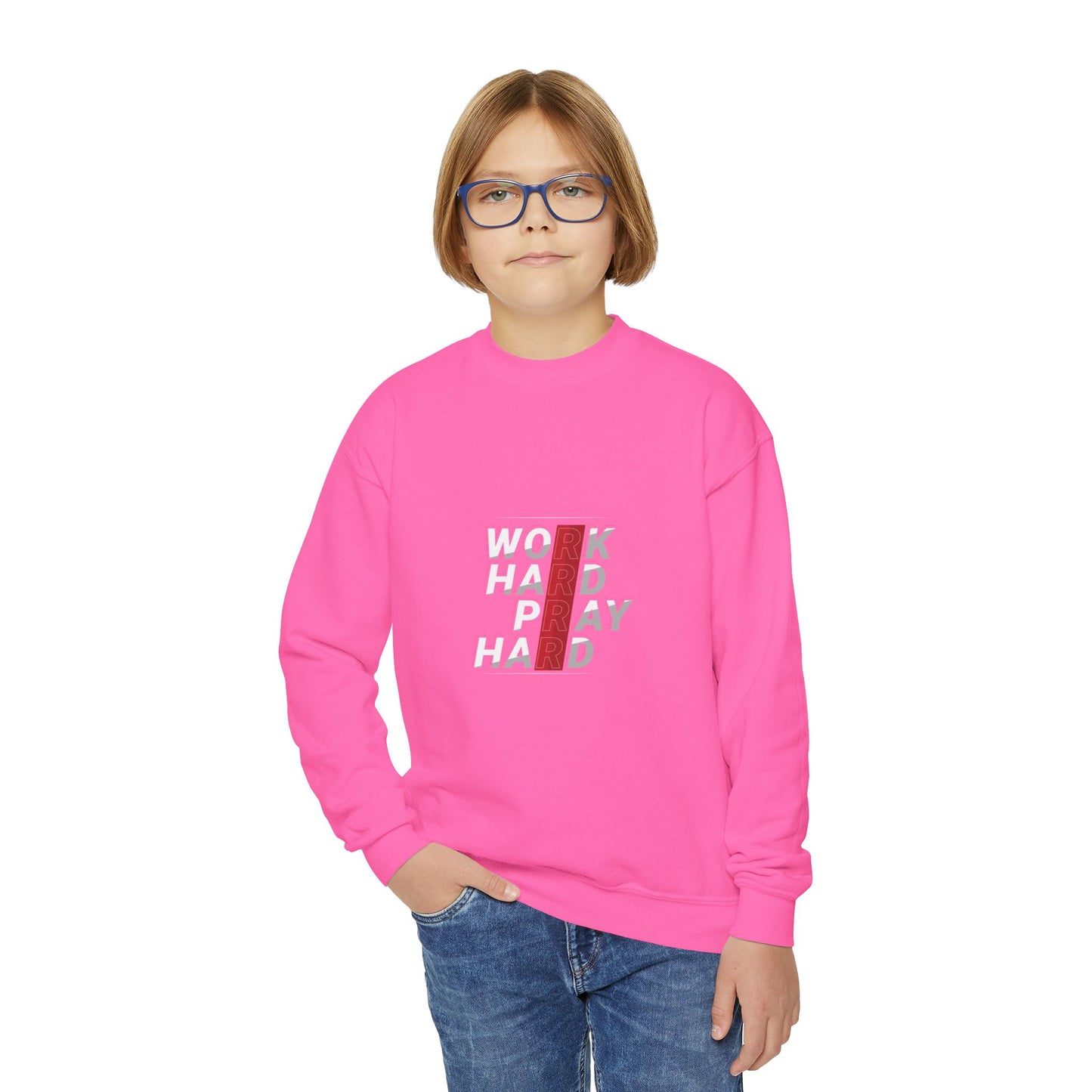 Work Hard Pray Hard Youth Crewneck Sweatshirt