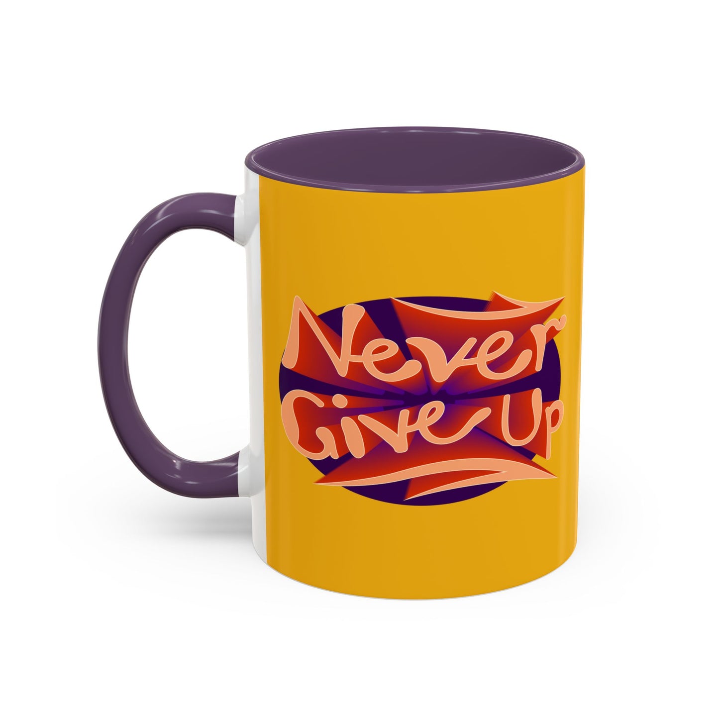 Never Give Up Accent Coffee Mug (11, 15oz)