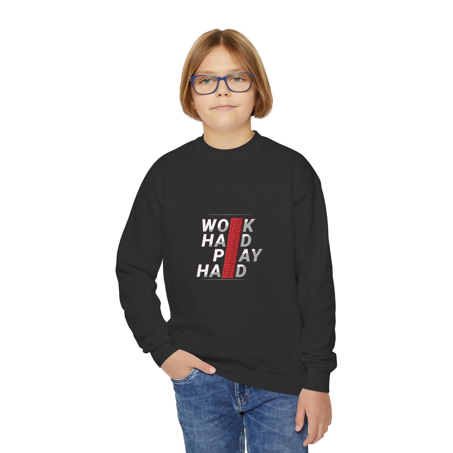 Work Hard Pray Hard Youth Crewneck Sweatshirt