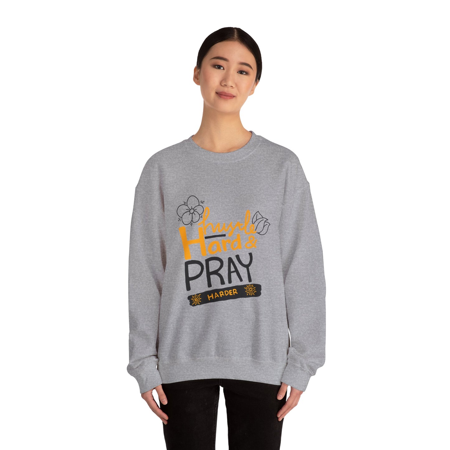 Hustle Hard And Pray Harder Unisex Heavy Blend™ Crewneck Sweatshirt