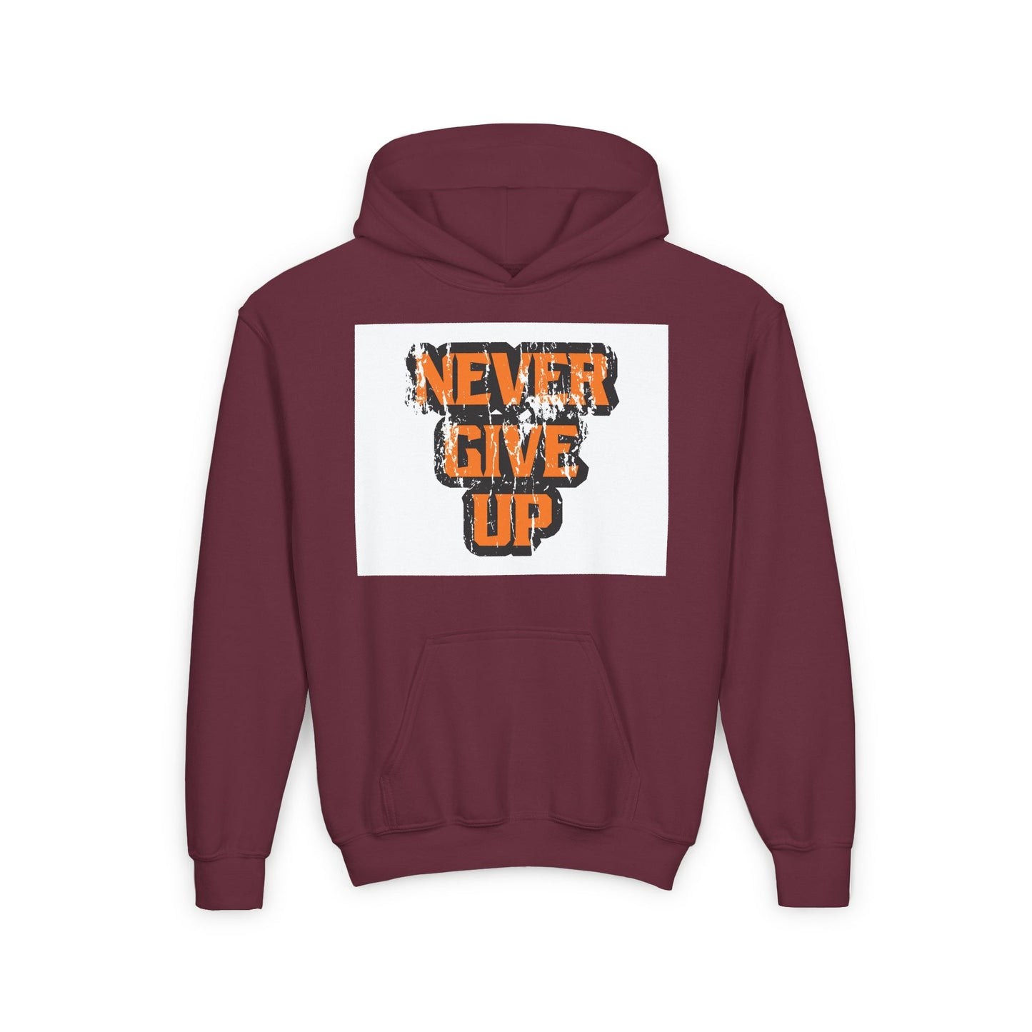 Never Give Up Youth Heavy Blend Hooded Sweatshirt