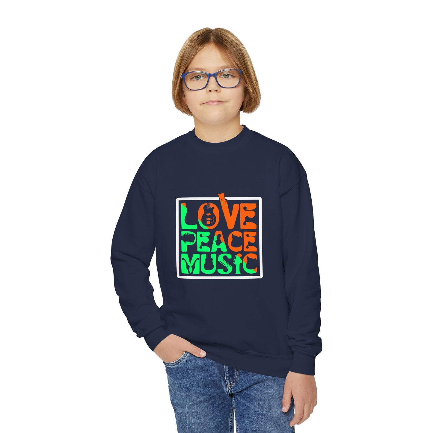 Love Peace Music Youth Crewneck Sweatshirt