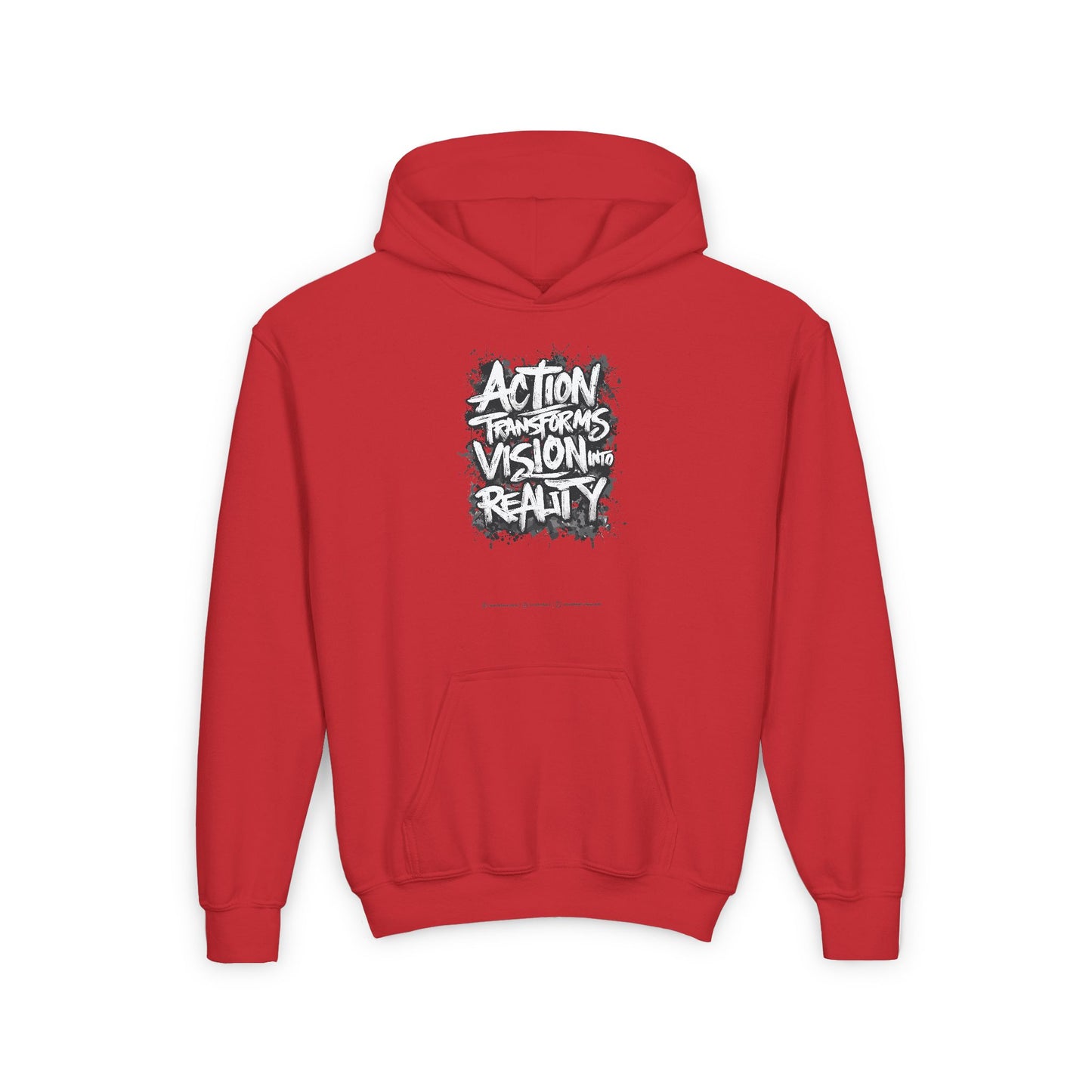 Action Transforms Vision Into Reality Youth Heavy Blend Hooded Sweatshirt