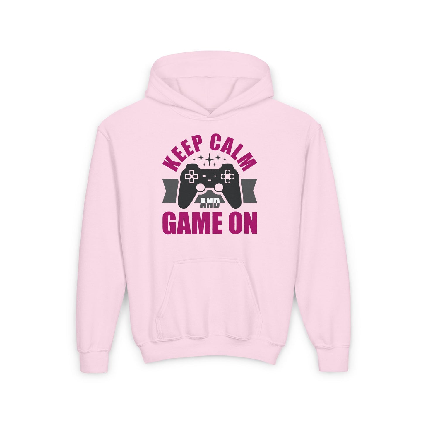 Keep Calm And Game On  Youth Heavy Blend Hooded Sweatshirt