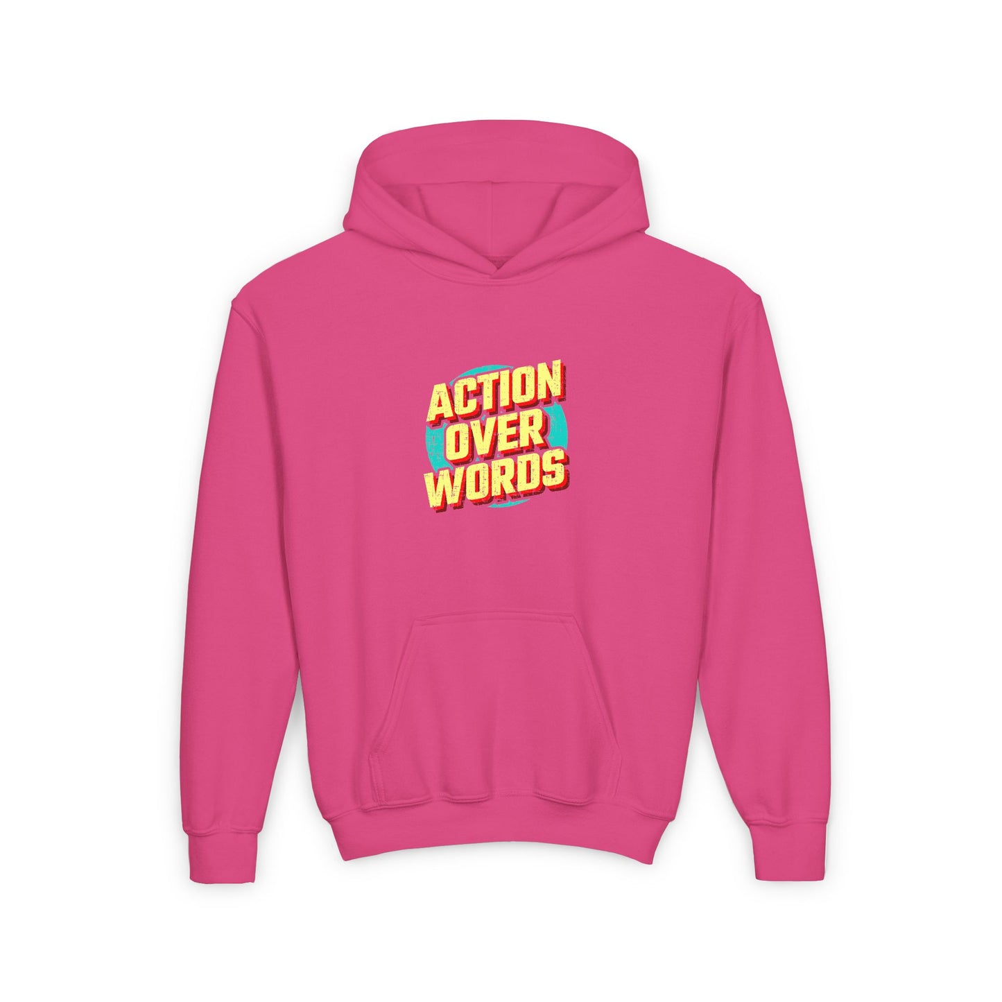Action Over Words Youth Heavy Blend Hooded Sweatshirt