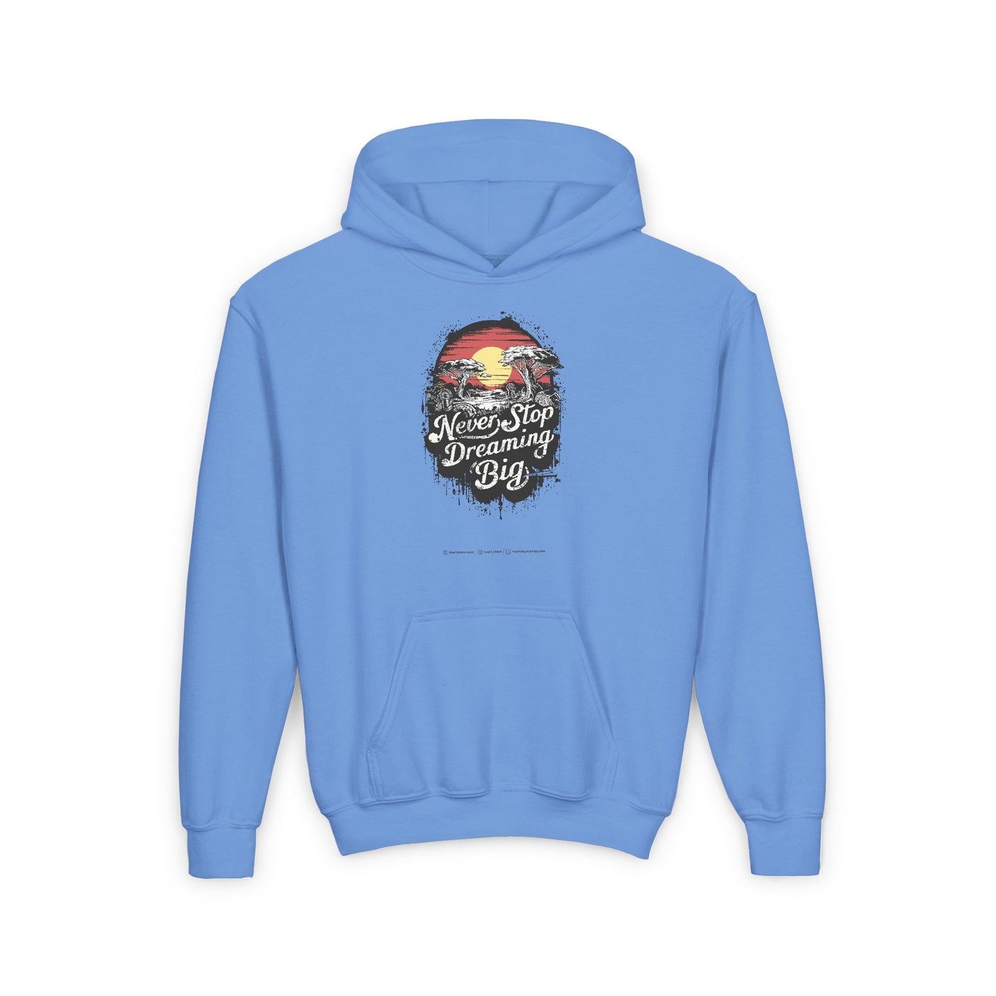 Never Stop Dreaming Big Youth Heavy Blend Hooded Sweatshirt