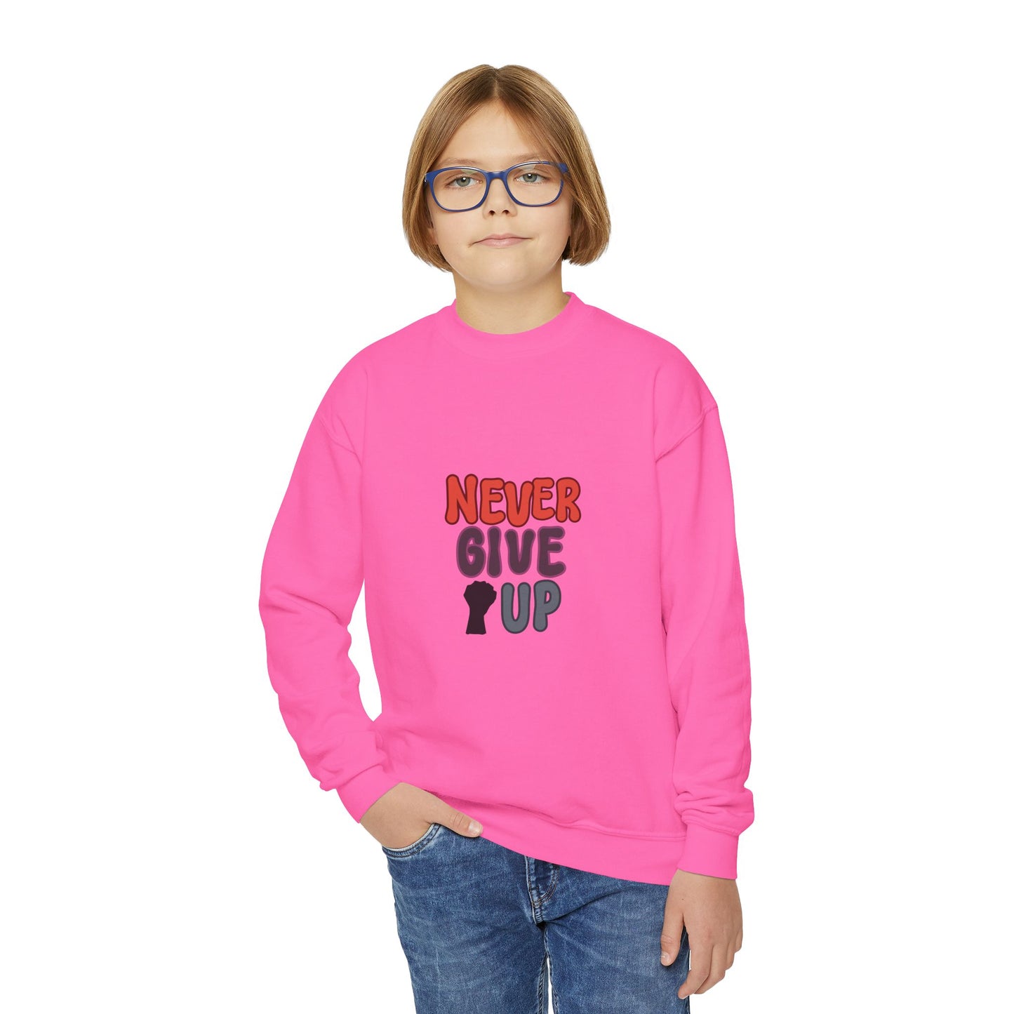 Never Give Up Youth Crewneck Sweatshirt