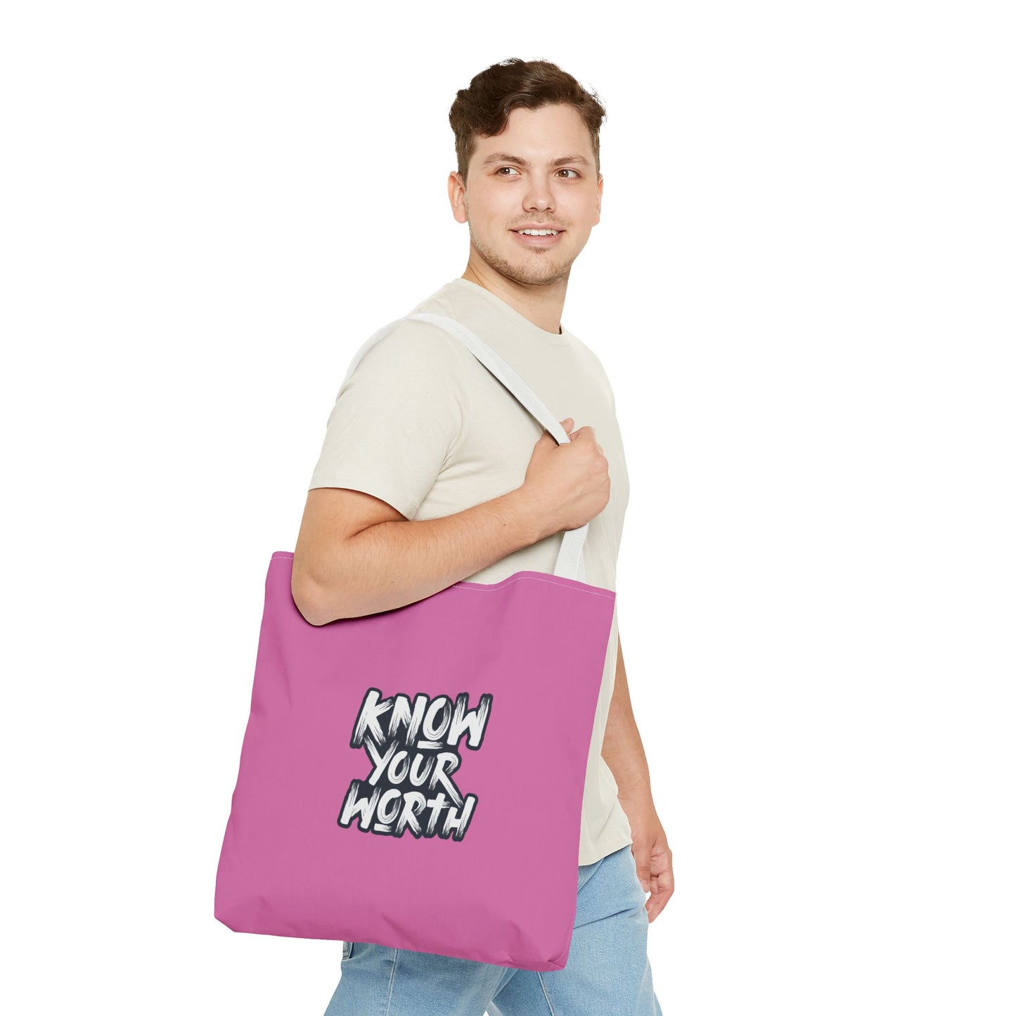 Know Your Worth Tote Bag (AOP)
