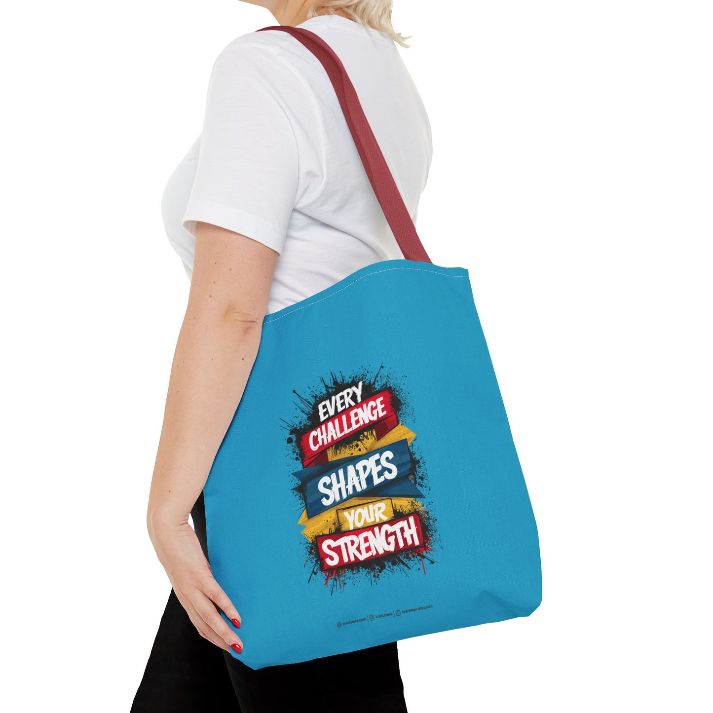 Every Challenge Shapes Your Strength Tote Bag (AOP)