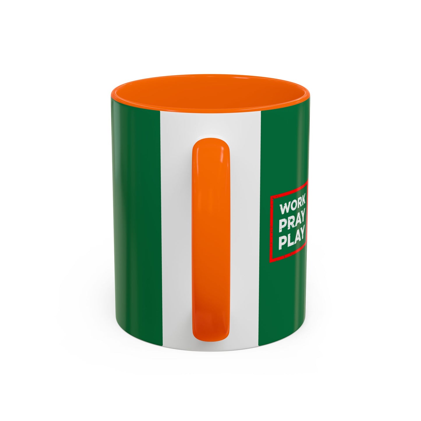 Work Hard Pray Hard Play Hard Accent Coffee Mug (11, 15oz)
