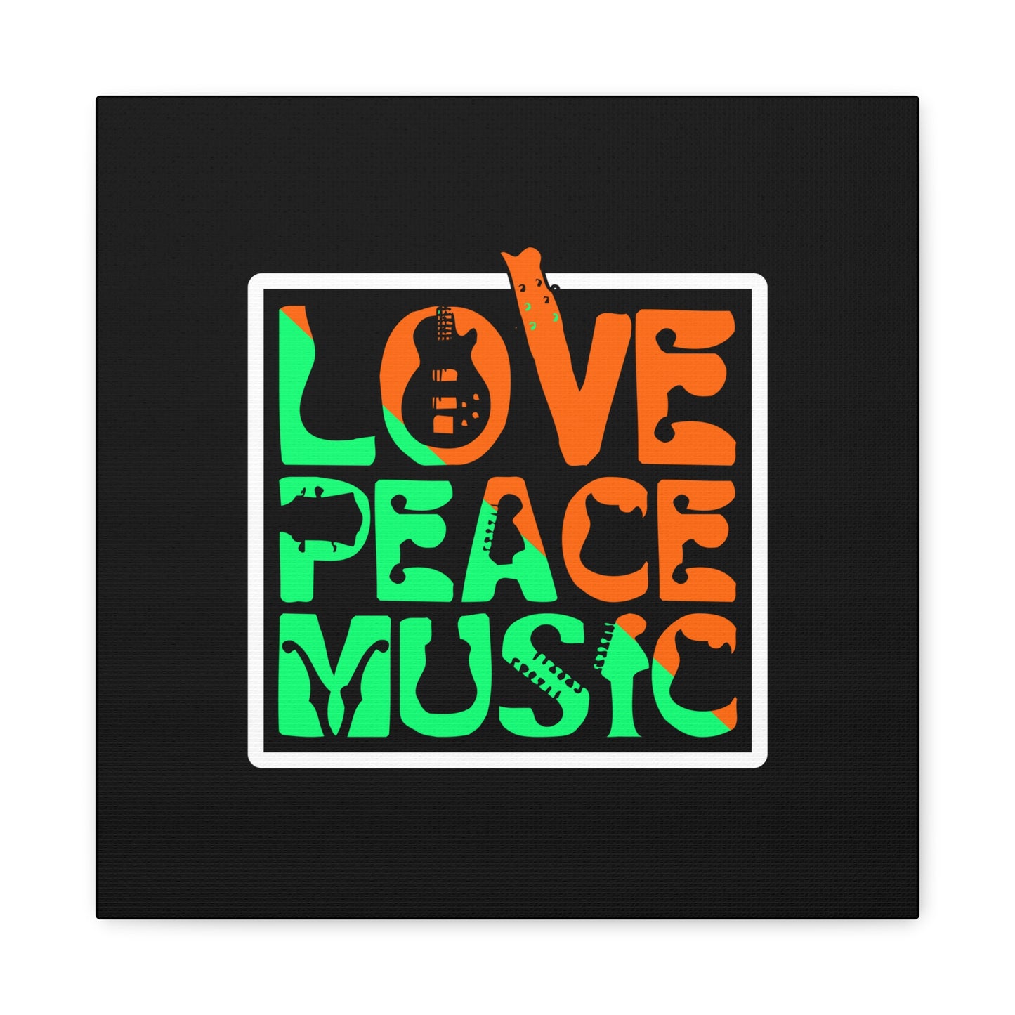Love Peace Music Matte Canvas, Stretched, 1.25"