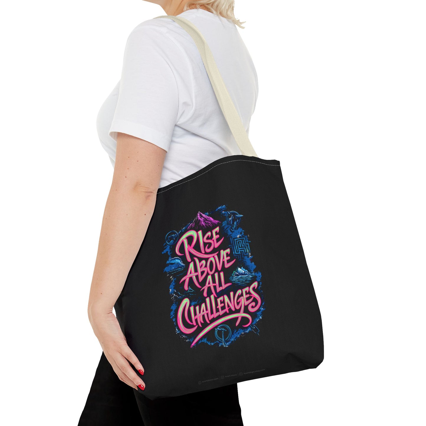 Rise Above All Challenges Tote Bag (AOP)