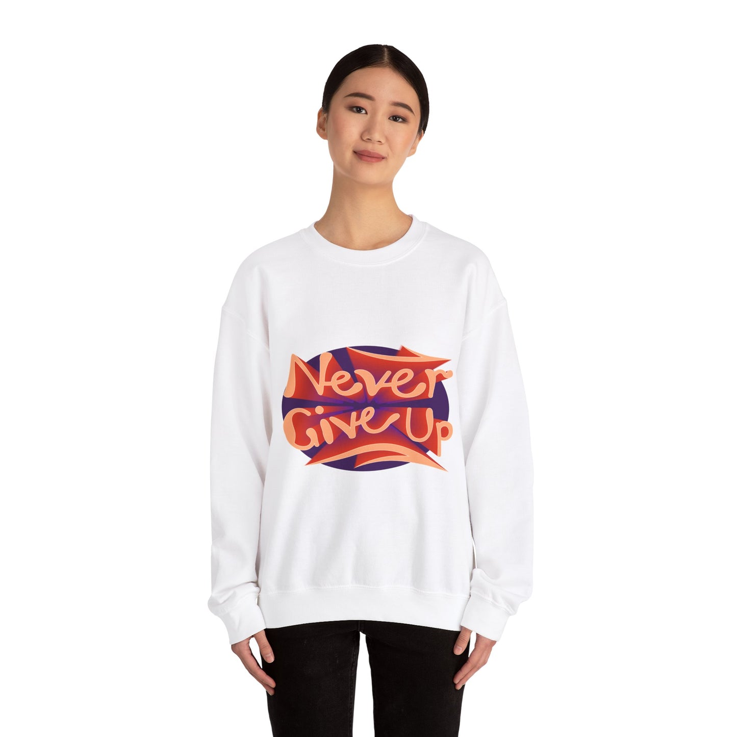 Never Give Up Unisex Heavy Blend™ Crewneck Sweatshirt